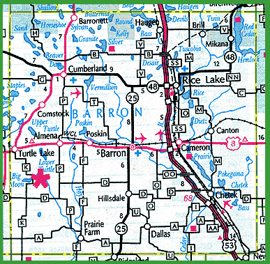 Moon Lake Resort - Map of Barron County, Wisconsin